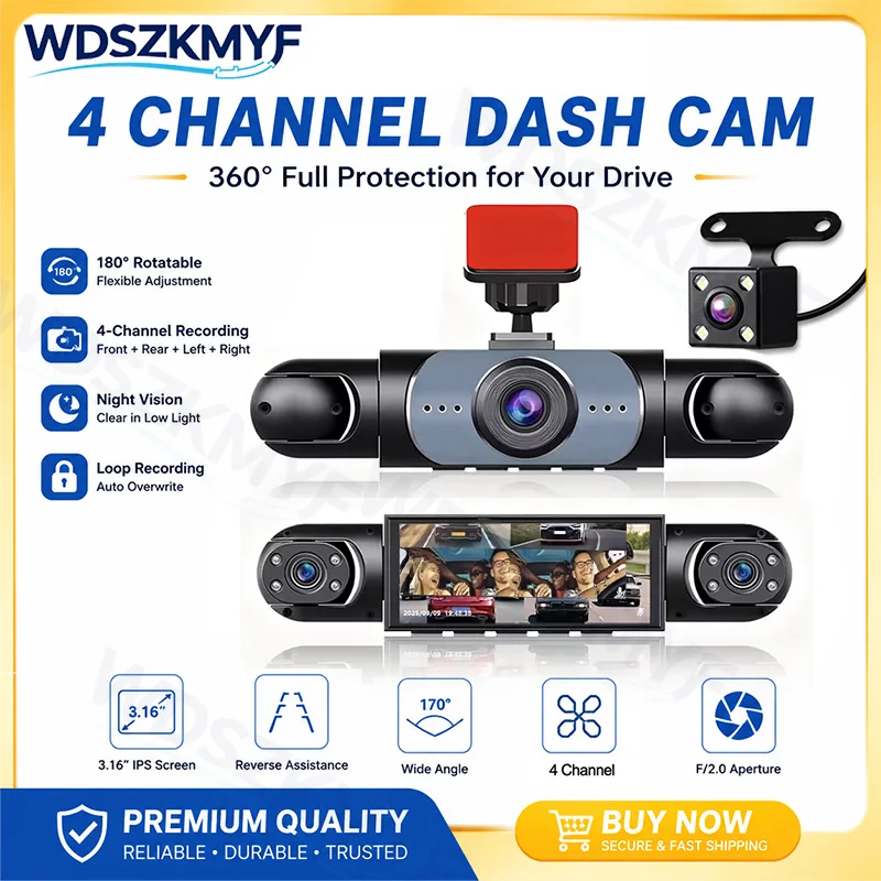 Panoramic Dash Cam 360 - 360 ° Panoramische Dashcam 1080P 3/4-kanaals