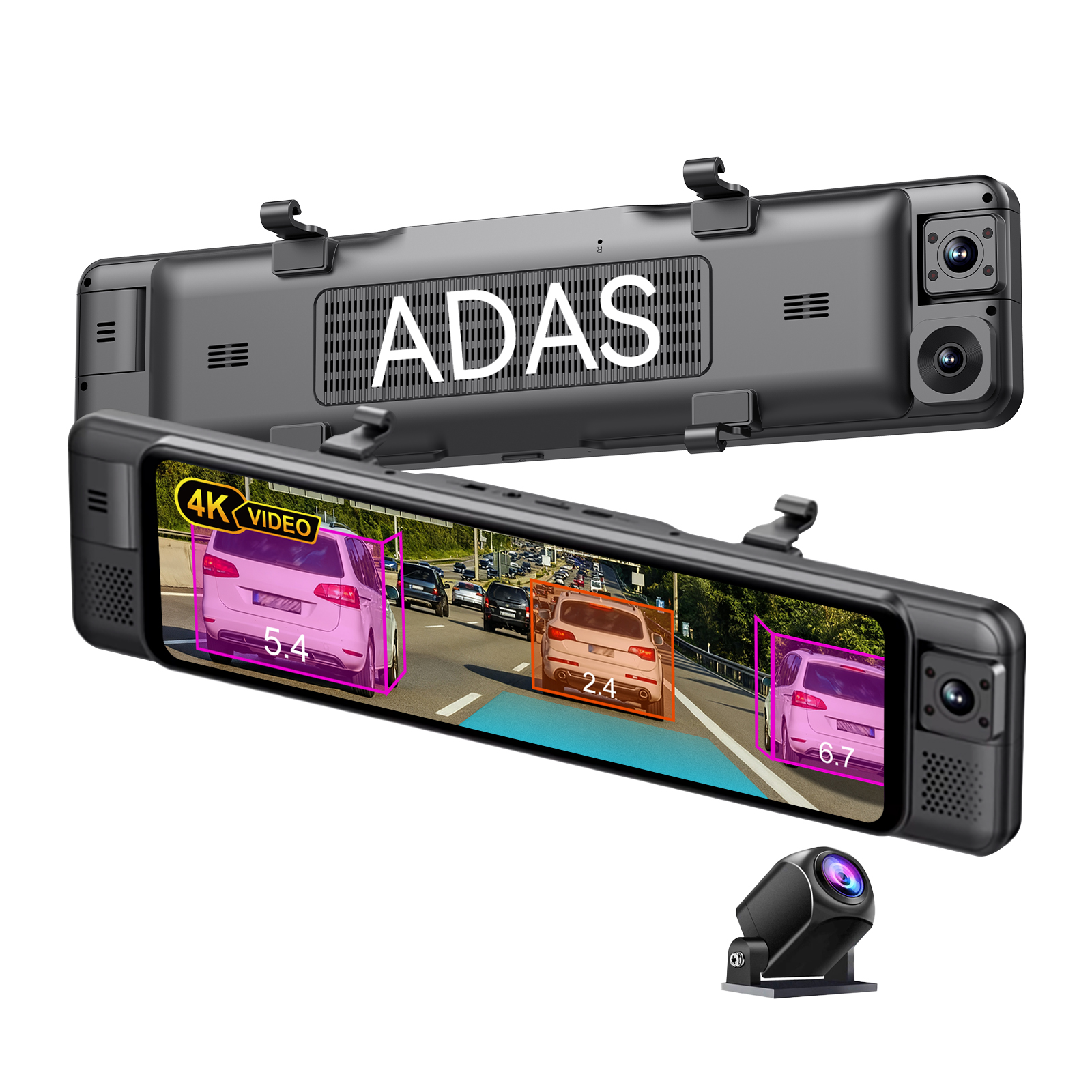 Panoramic Dash Cam 360 - ADINKAM 11 Inch IPS 4-Kanaals 4K