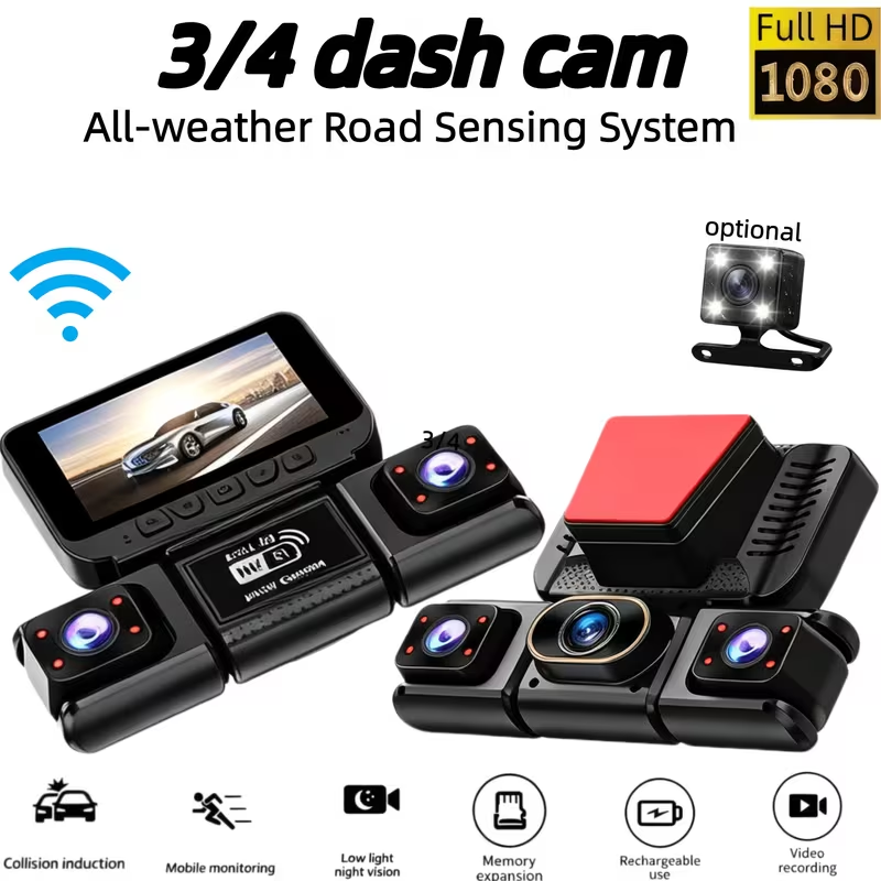Panoramic Dash Cam 360 - 3/4CH WiFi 360 ° Panoramische dashcam,