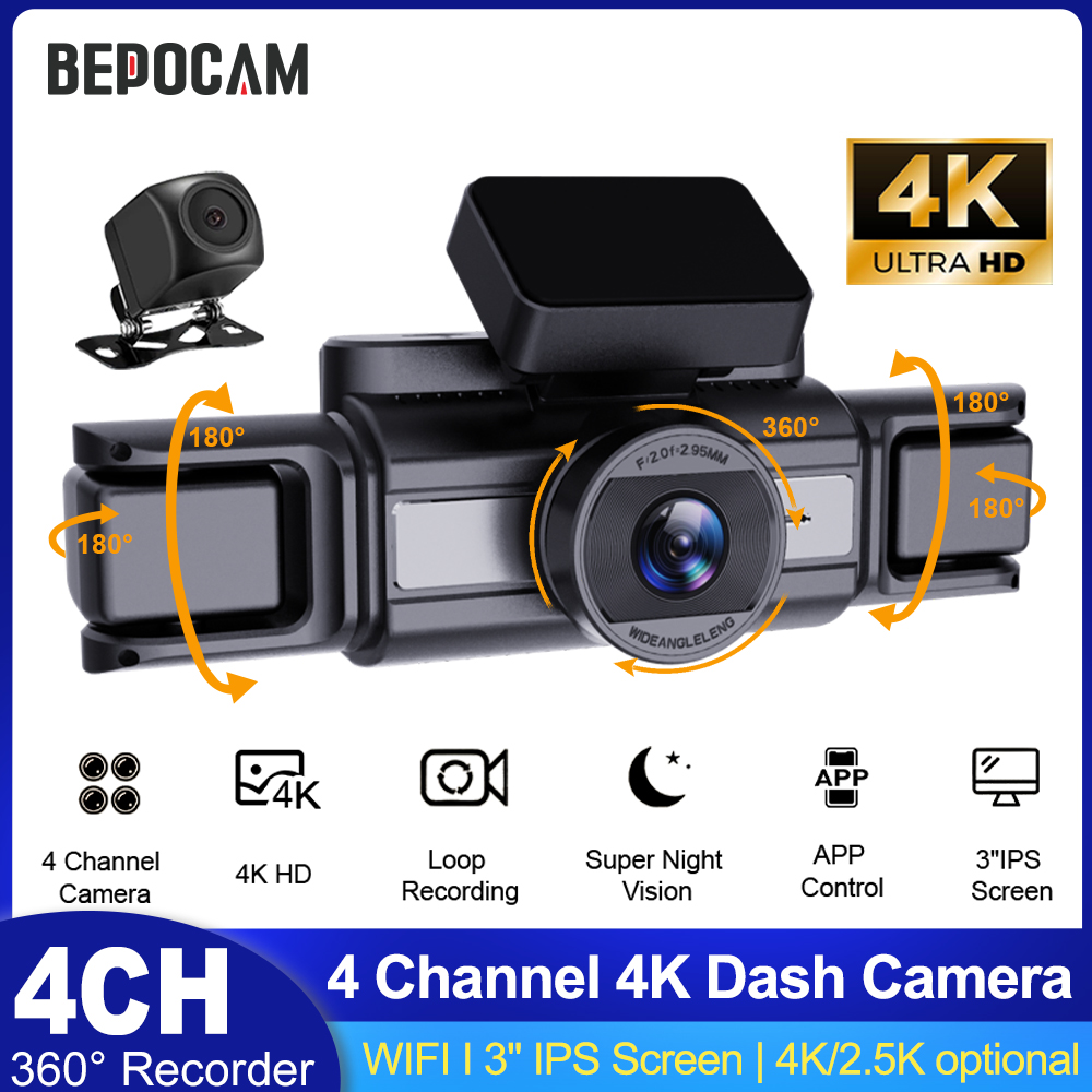 BEPOCAM 4CH 4K Dashcam voor au - Panoramic Dash Cam 360 recensie en prijs
