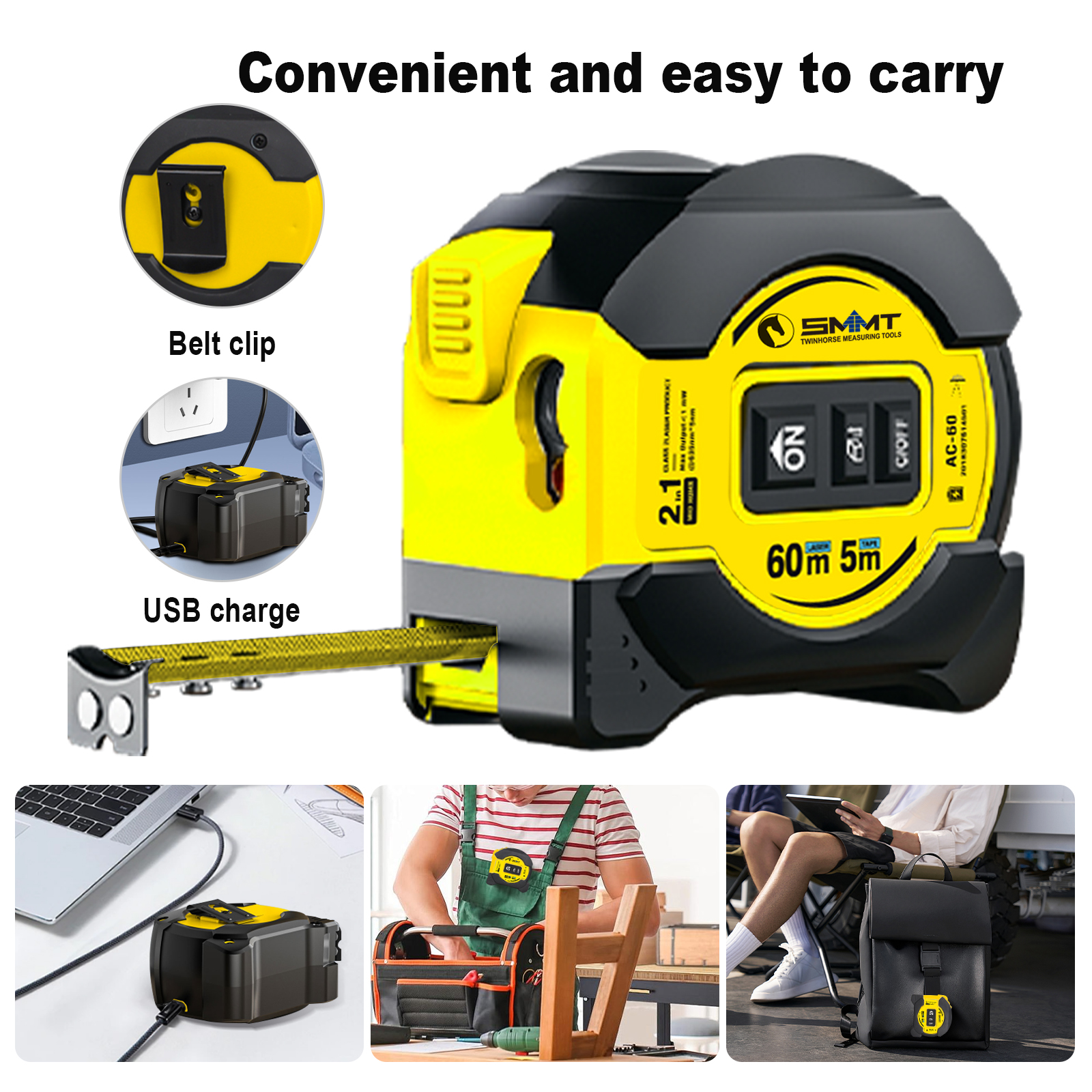2-in-1 Laser Meetlint 5m 60m H - Laser Distance Measure recensie en prijs