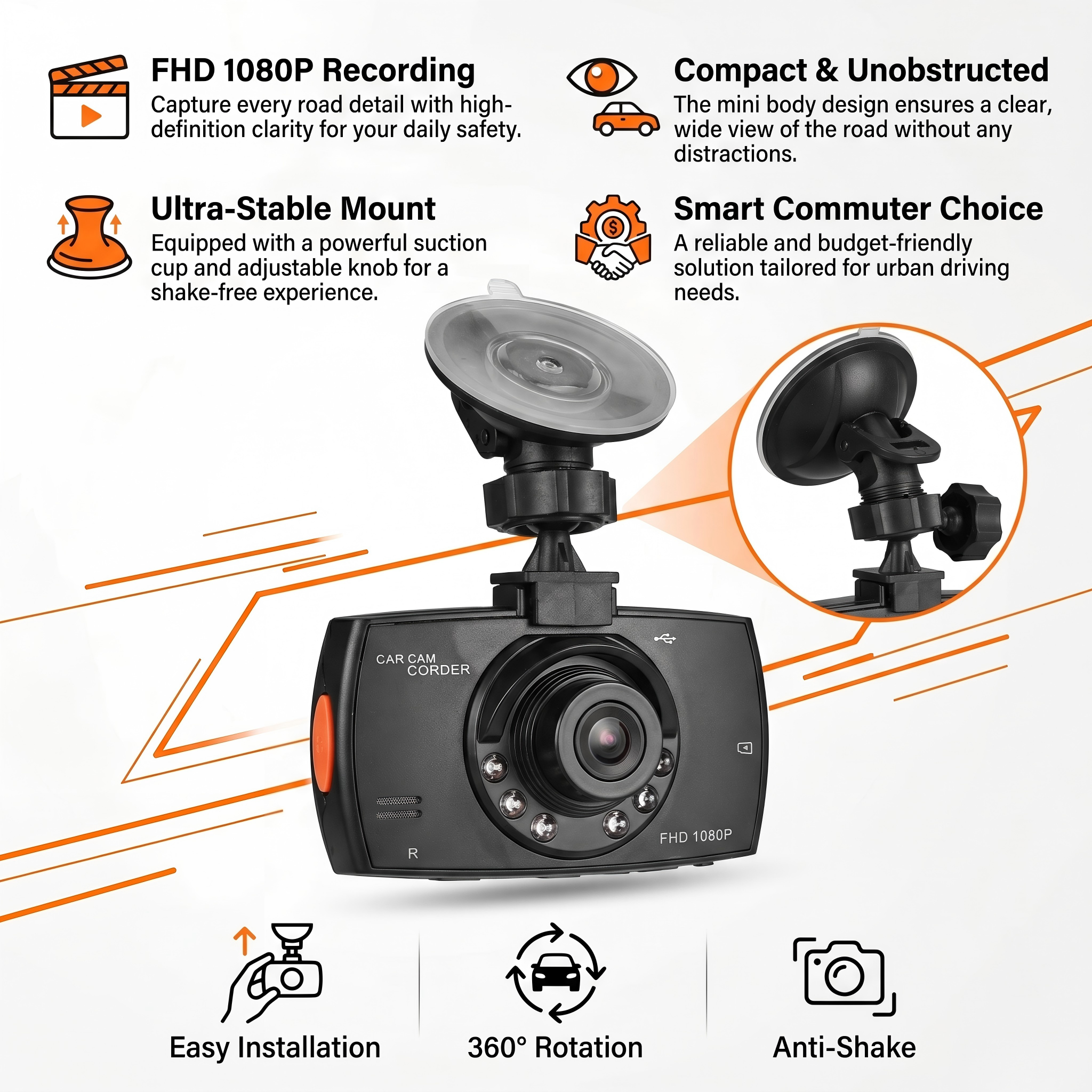 Ultra-HD 1080p panoramische da - Panoramic Dash Cam 360 recensie en prijs