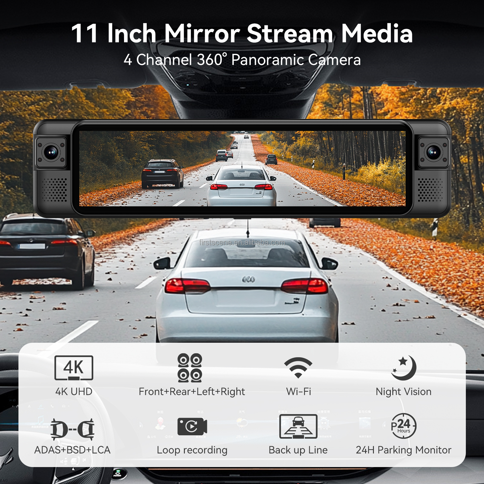 ADINKAM 11 Inch IPS 4-Kanaals  - Panoramic Dash Cam 360 recensie en prijs
