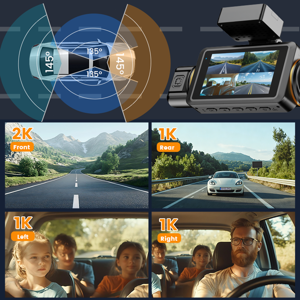 2K 4-kanaals dashcam met 360°- - Panoramic Dash Cam 360 recensie en prijs